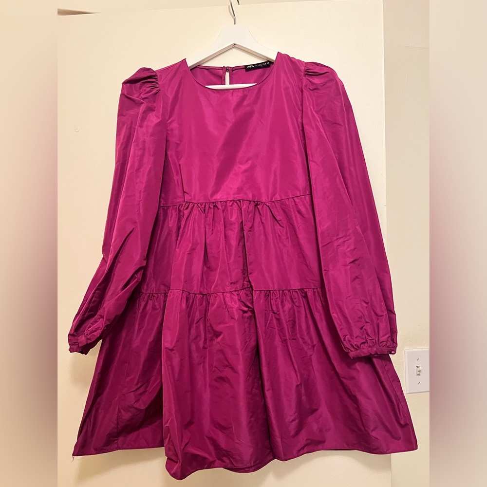 Zara purple taffeta dress